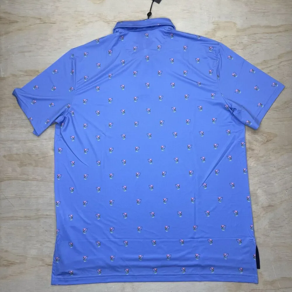 NEW RLX Ralph Lauren Printed Lightweight Airflow Jersey Flamingo Golf Polo XL